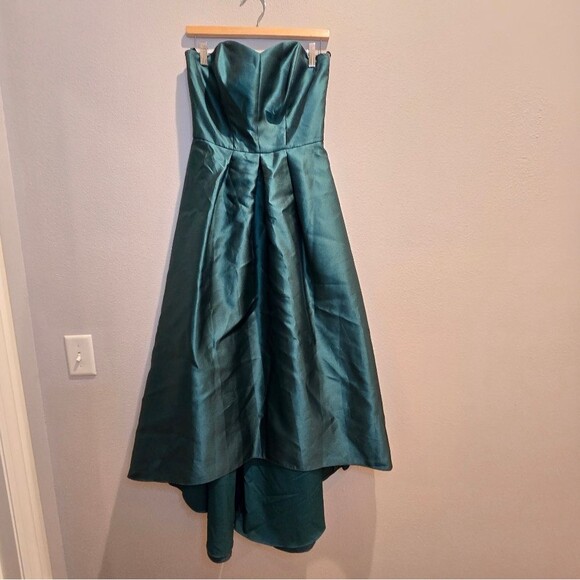 Alfred Sung D699 Satin Sleeveless Gown Hunter Green NWOT Sz 8 Regular - Picture 5 of 8
